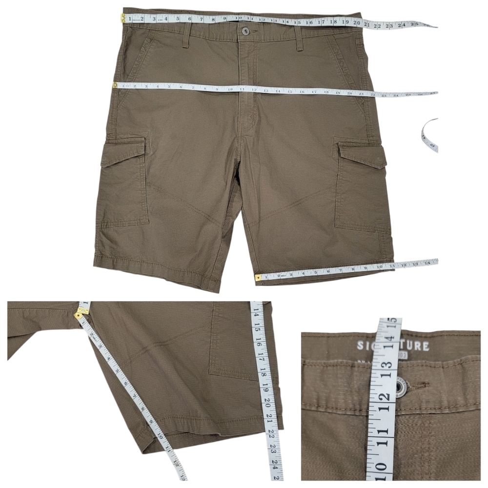 Signature by Levi Strauss Cargo Shorts Khaki Brown Neutral Pockets Men’s Size 40 - Picture 15 of 17